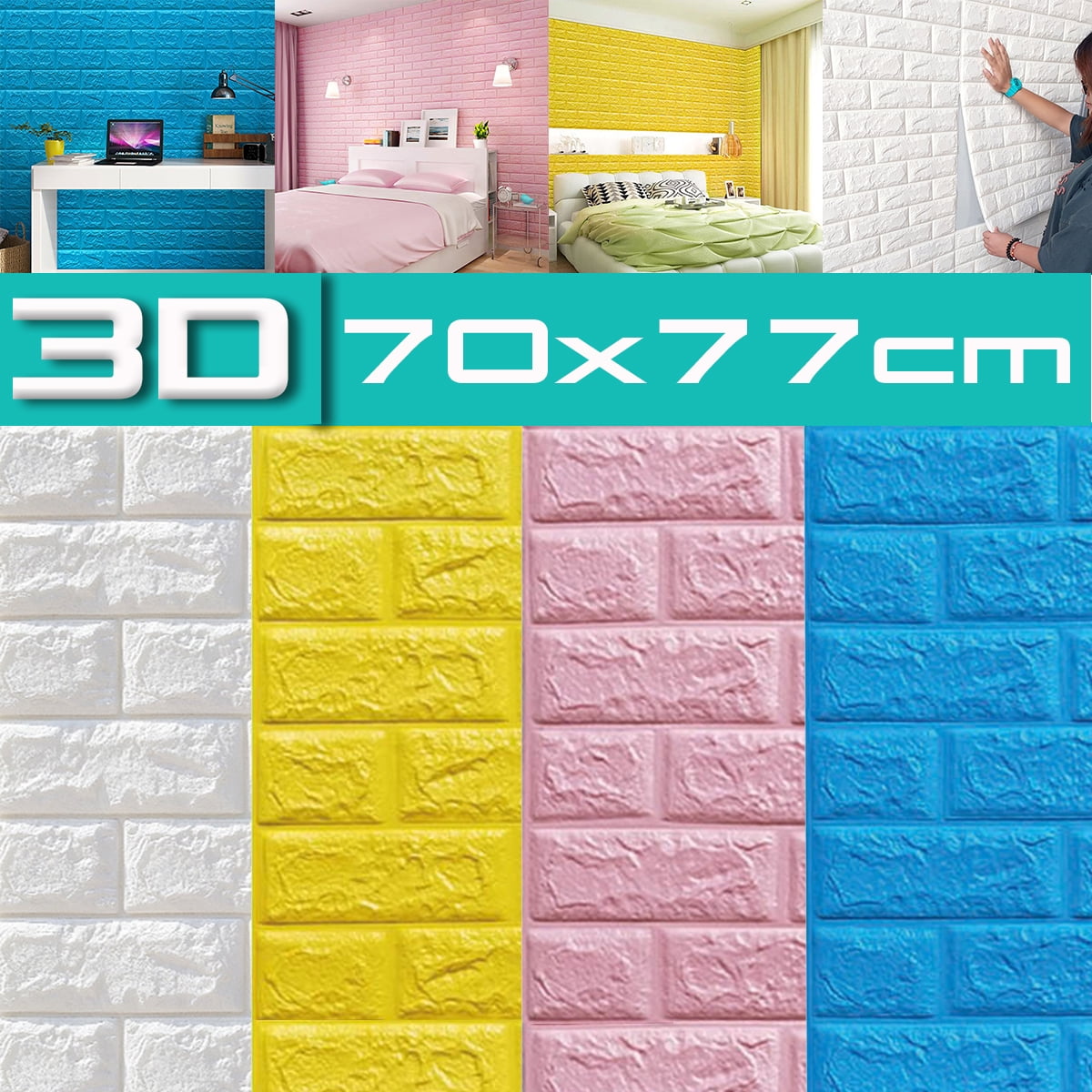3D Tile Brick Wall Stickers Self-adhesive Foam Panel Wall Cover Decal Home Decor 